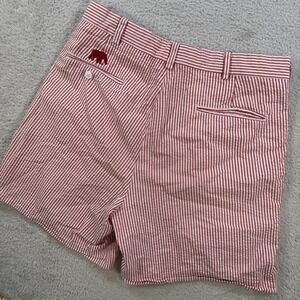 Alabama Crimson Tide Shorts Men 32 Red Seersucker Elephant Striped Casual Cotton